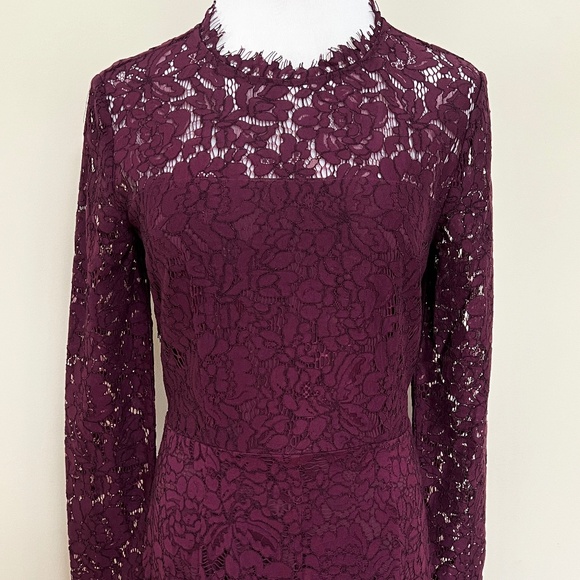 Rachel Zoe Angie Fig Purple Lace Open Back Long Sleeve Gown Dress - Picture 10 of 16